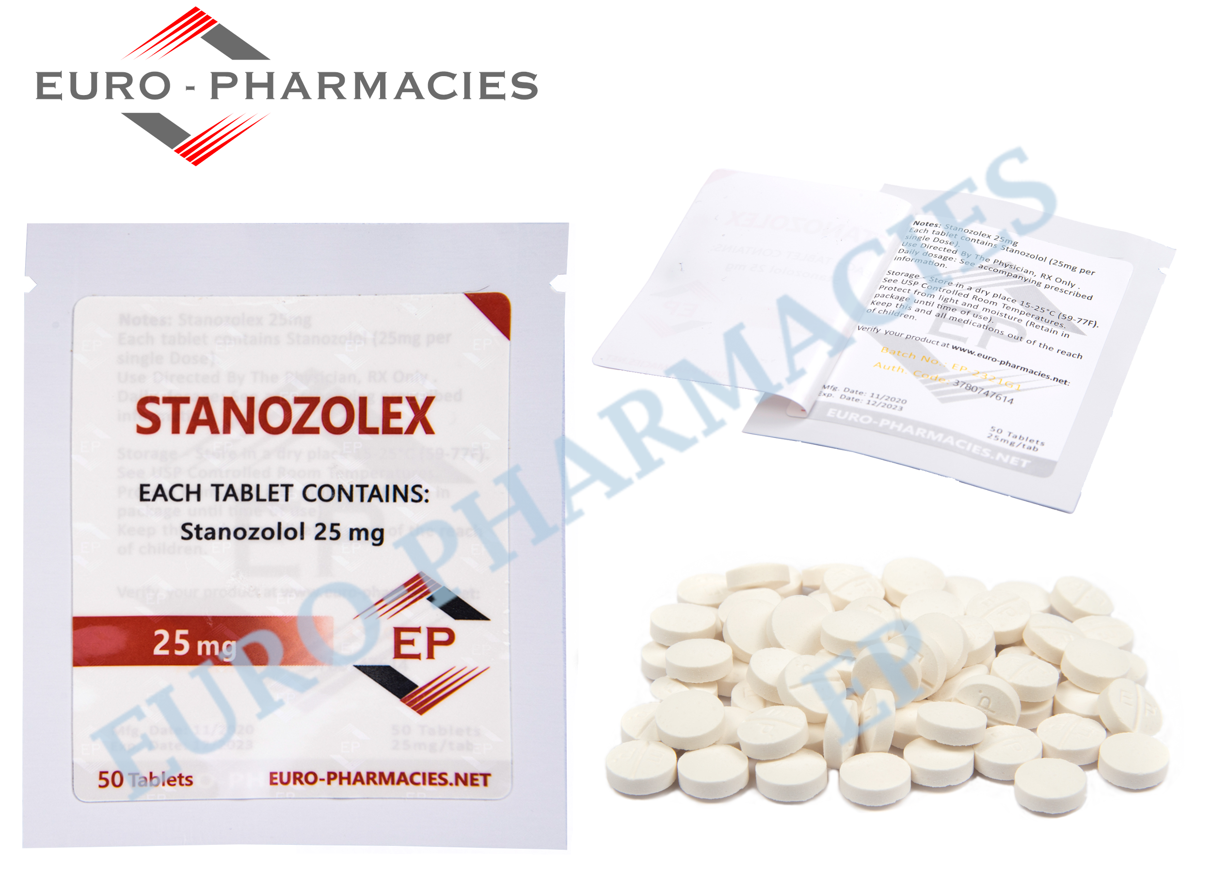Euro Pharmacies Stanozolex 25 (Winstrol) – 25mg/tab -50 tab/bag - Winstrol product UK